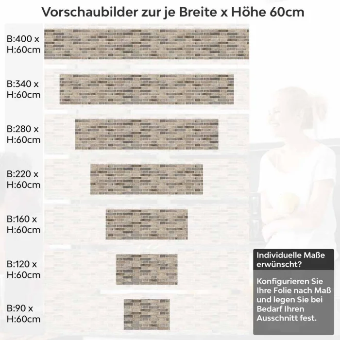 Küchenrückwand Folie Ziegelmauer - Steinwand im Rustikalem Charme Höhe 60cm