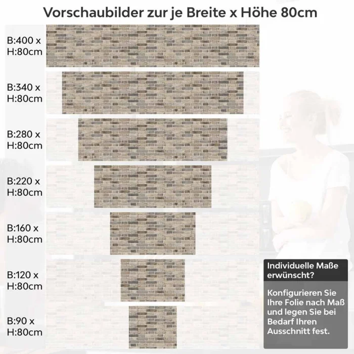 Küchenrückwand Folie Ziegelmauer - Steinwand im Rustikalem Charme Höhe 80cm