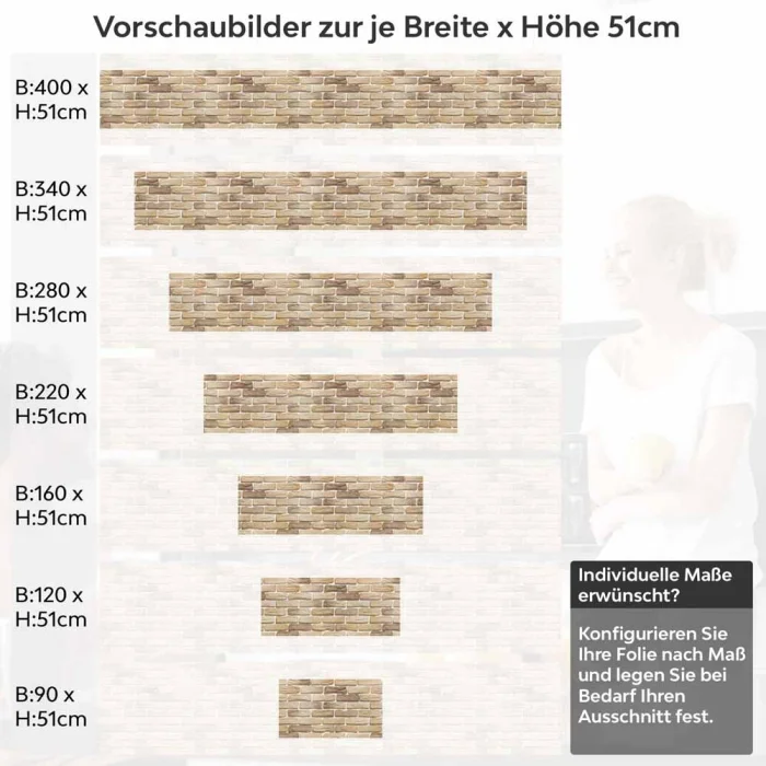 Küchenrückwand Folie Ziegelsteinoptik Höhe 51cm