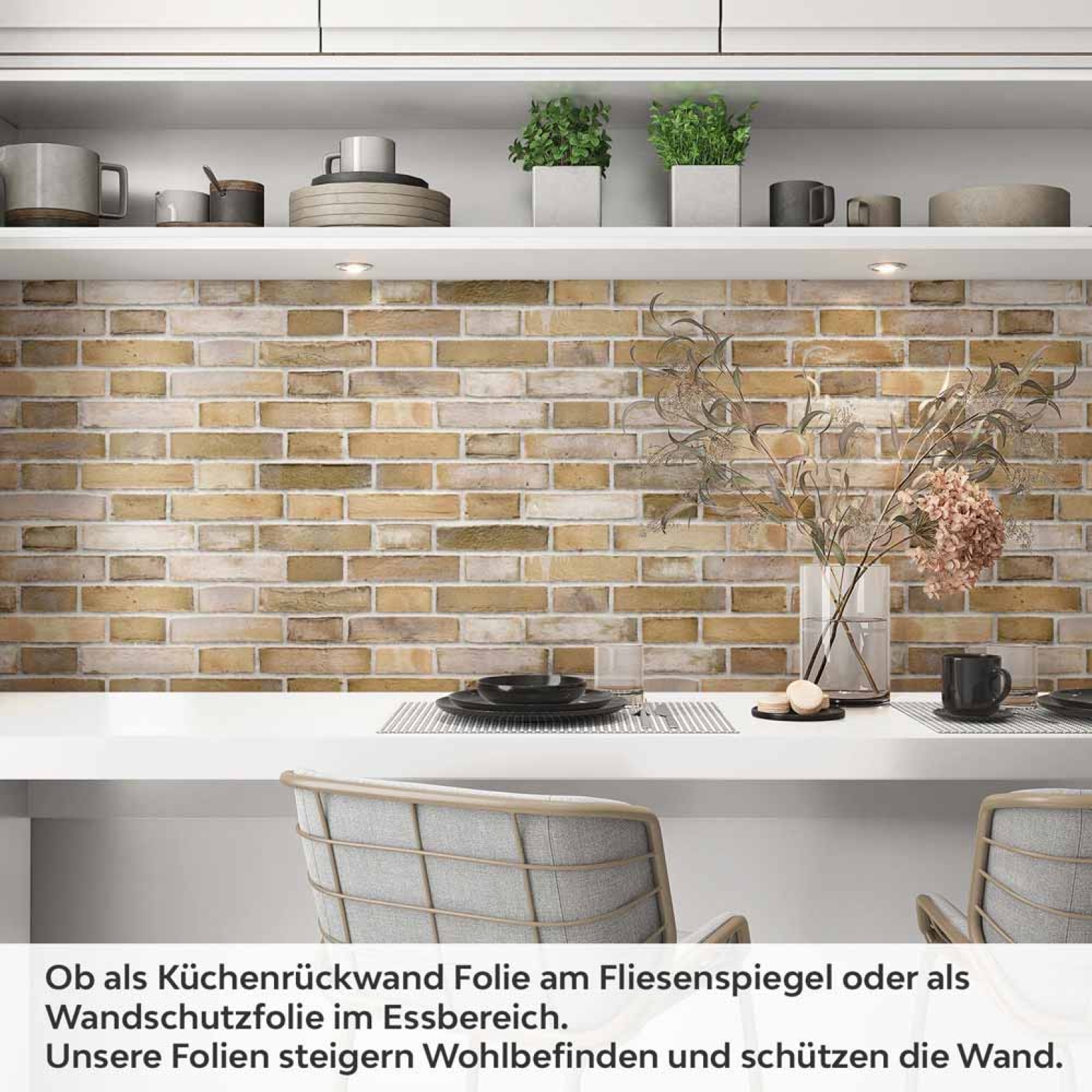 Küchenrückwand Folie Steinmauer - Ziegel für den Landhaus-Chic Artikelbild 1