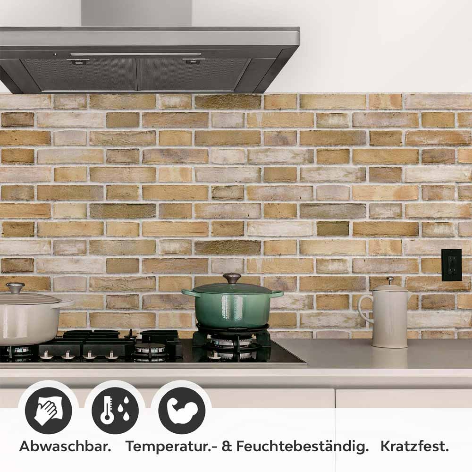 Küchenrückwand Folie Steinmauer - Ziegel für den Landhaus-Chic Detailbild 1