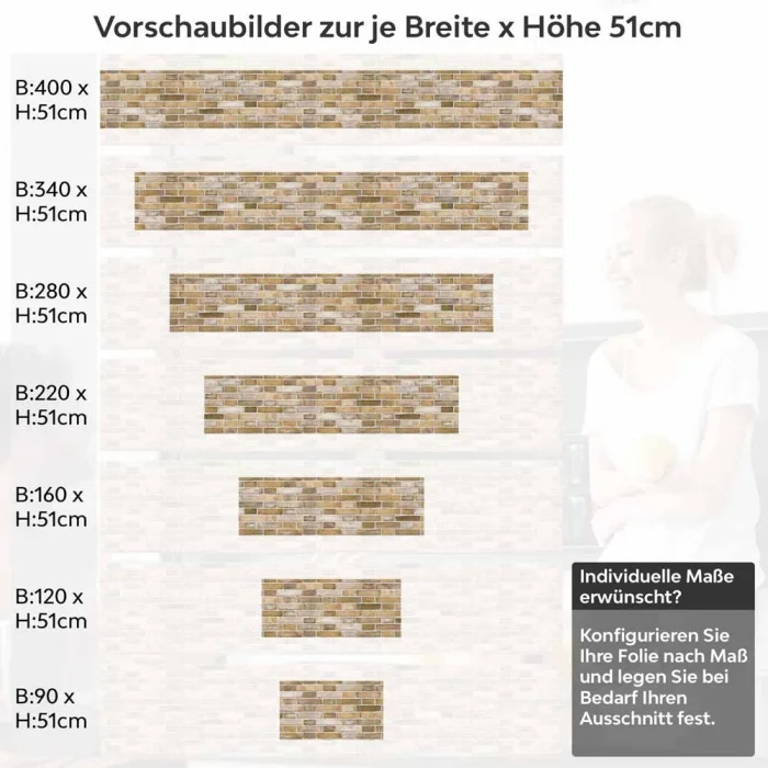 Küchenrückwand Folie Steinmauer - Ziegel für den Landhaus-Chic Höhe 51cm