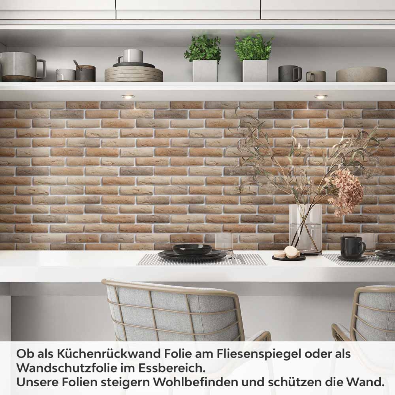 Küchenrückwand Folie Vintage Ziegel - Klassisches Küchendesign Artikelbild 1