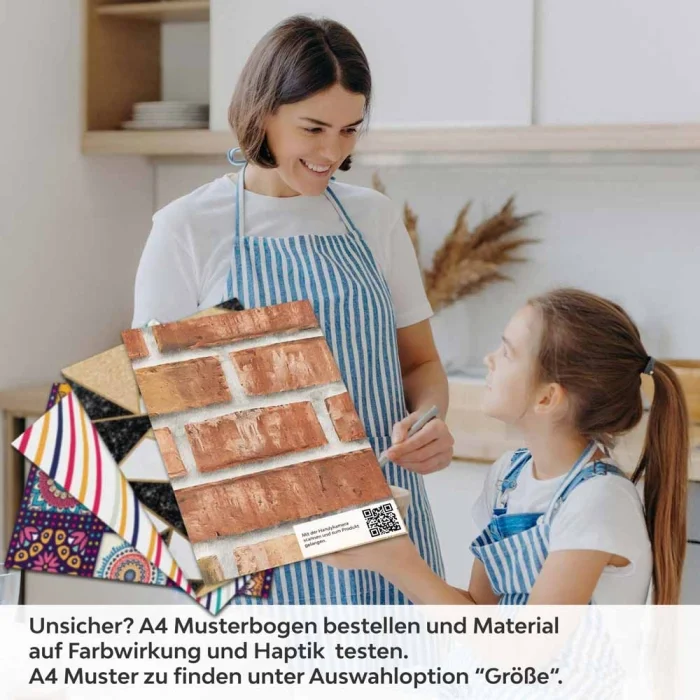 Küchenrückwand Folie Backsteine Mauerwerk - Authentisches Design A4 Muster
