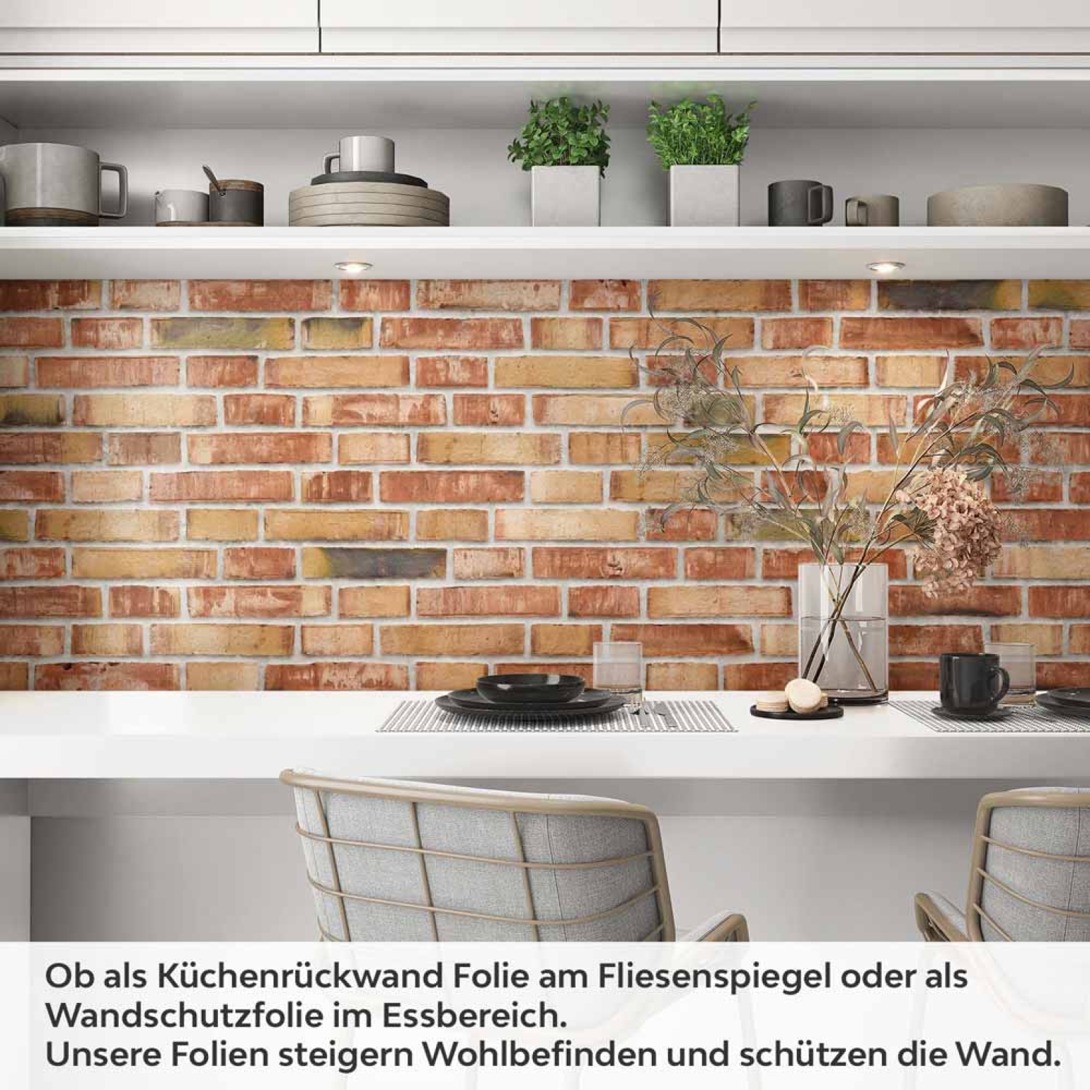 Küchenrückwand Folie Backsteine Mauerwerk - Authentisches Design Artikelbild 1