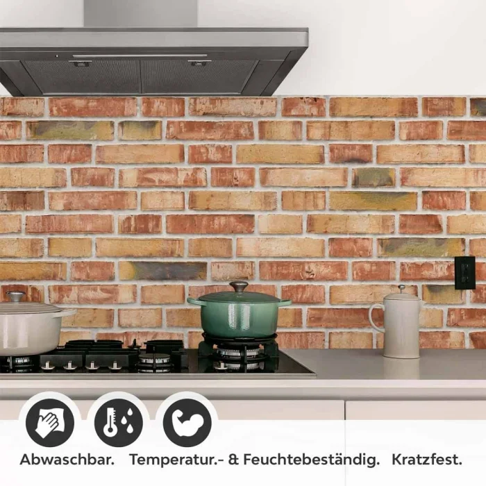 Küchenrückwand Folie Backsteine Mauerwerk - Authentisches Design Detailbild 1