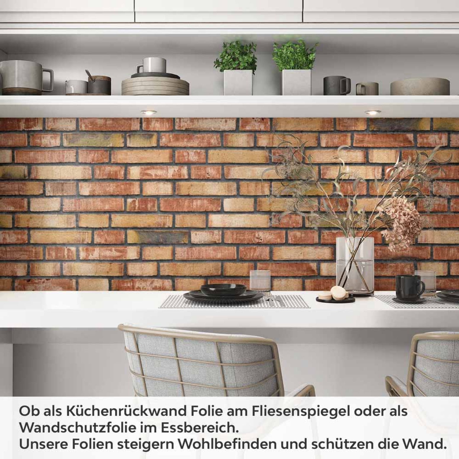 Küchenrückwand Folie Rustikale Mauer - Harmonischer Backstein-Stil Artikelbild 1