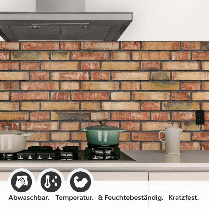 Küchenrückwand Folie Rustikale Mauer - Harmonischer Backstein-Stil Detailbild 1