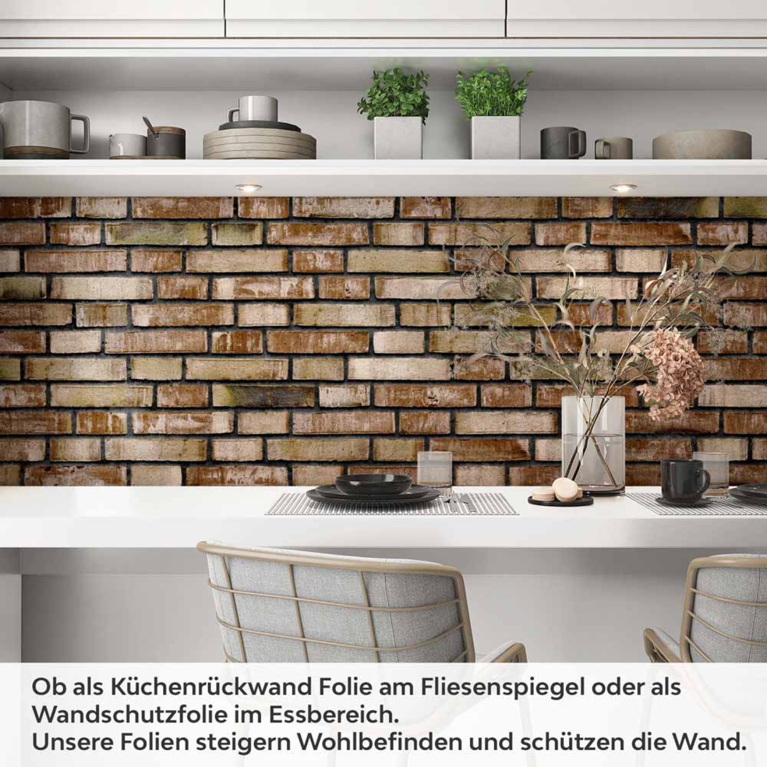 Küchenrückwand Folie Antike Naturziegel Steinwand Artikelbild 1