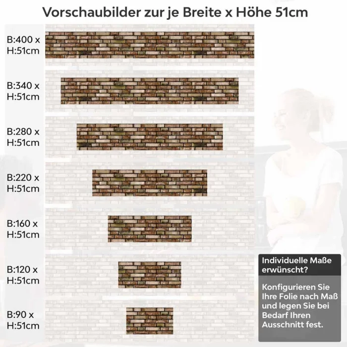 Küchenrückwand Folie Antike Naturziegel Steinwand Höhe 51cm
