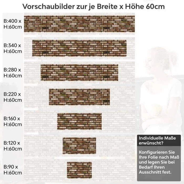 Küchenrückwand Folie Antike Naturziegel Steinwand Höhe 60cm