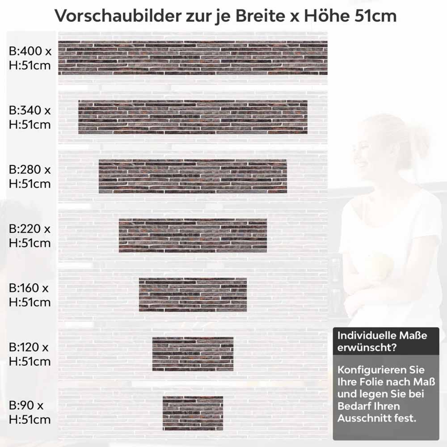 Küchenrückwand Folie Klinkerstreifen Höhe 51cm