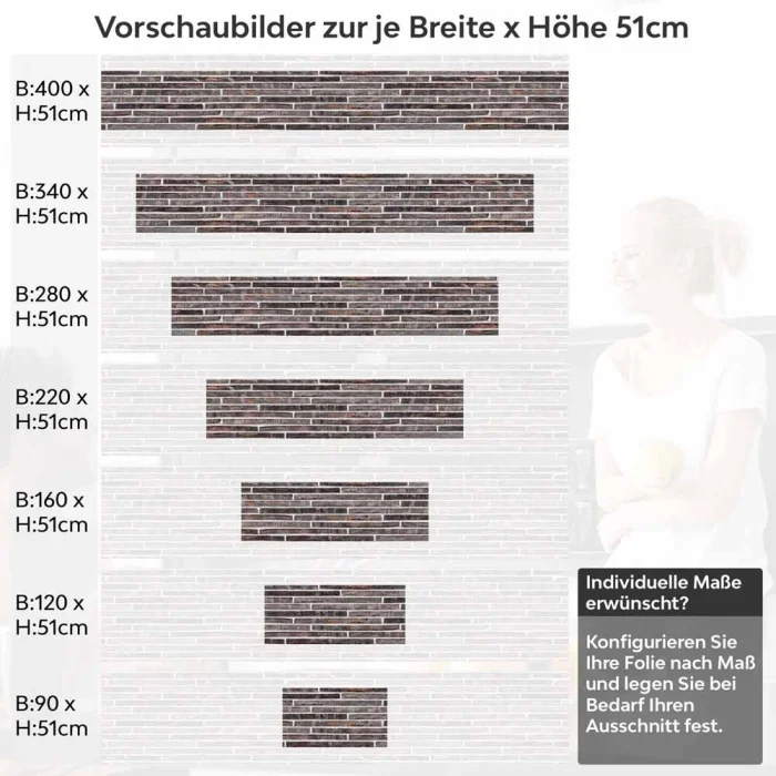 Küchenrückwand Folie Klinkerstreifen Höhe 51cm