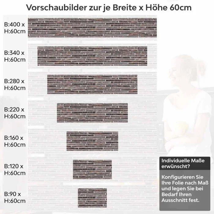 Küchenrückwand Folie Klinkerstreifen Höhe 60cm