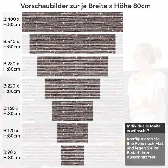 Küchenrückwand Folie Klinkerstreifen Höhe 80cm