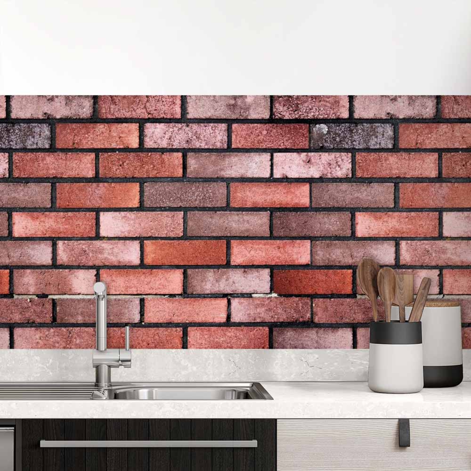 Küchenrückwand Folie Rote Ziegel Backsteine - Nostalgie für die Küche