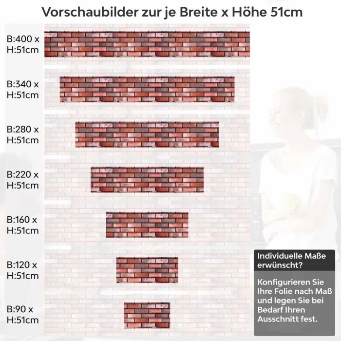 Küchenrückwand Folie Rote Ziegel Backsteine - Nostalgie für die Küche Höhe 51cm