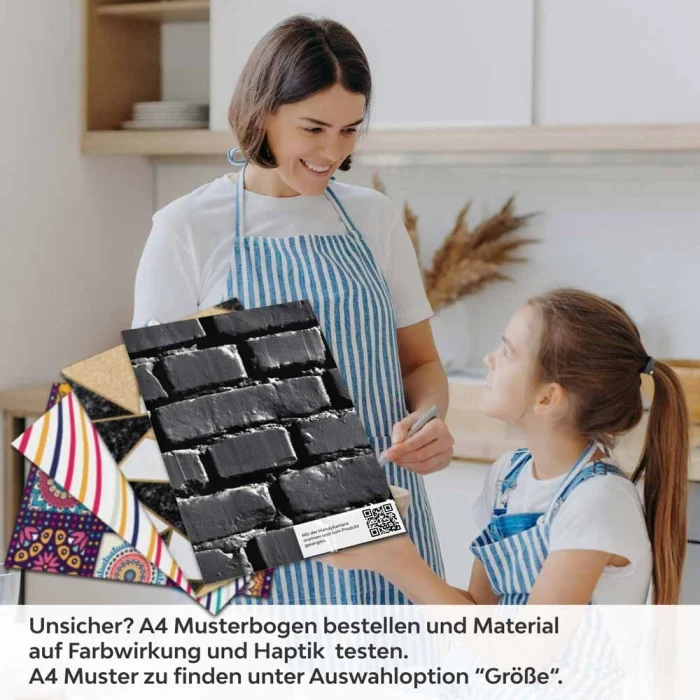 Küchenrückwand Folie Schwarze Backsteine A4 Muster