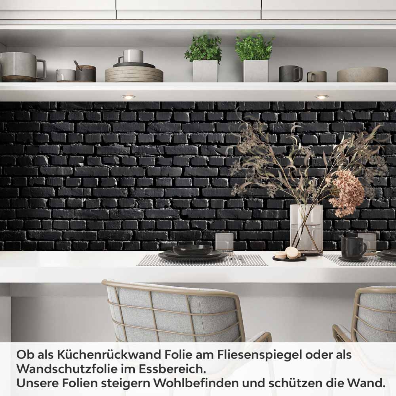 Küchenrückwand Folie Schwarze Backsteine Artikelbild 1