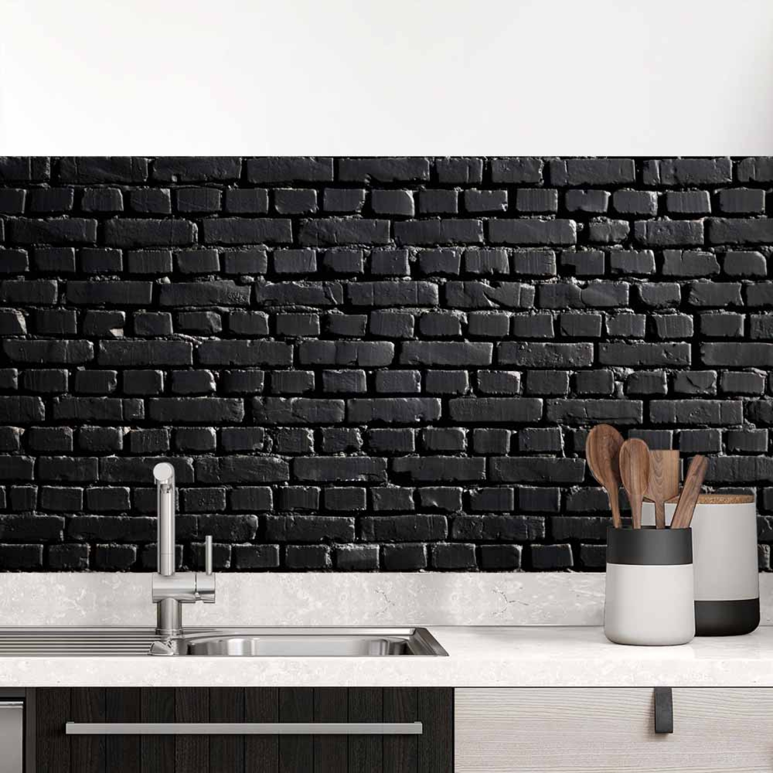 Küchenrückwand Folie Schwarze Backsteine