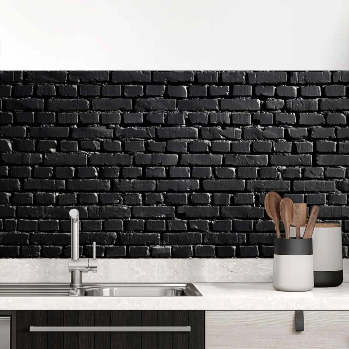 Küchenrückwand Folie Schwarze Backsteine Hauptbild