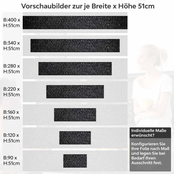 Küchenrückwand Folie Schwarze Backsteine Höhe 51cm