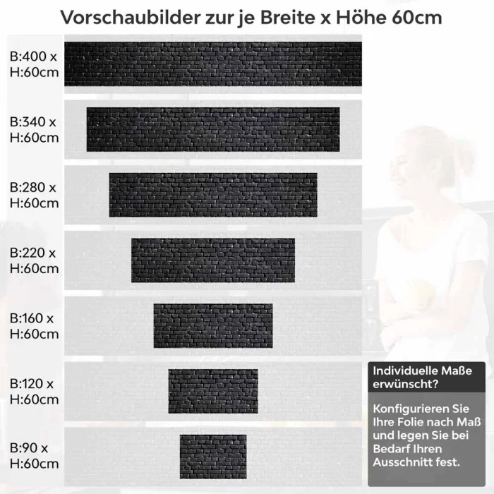 Küchenrückwand Folie Schwarze Backsteine Höhe 60cm