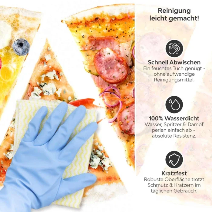 Küchenrückwand Platte Pizzagenuss Viva Italia Produktinformationen: Reinigung leicht gemacht!