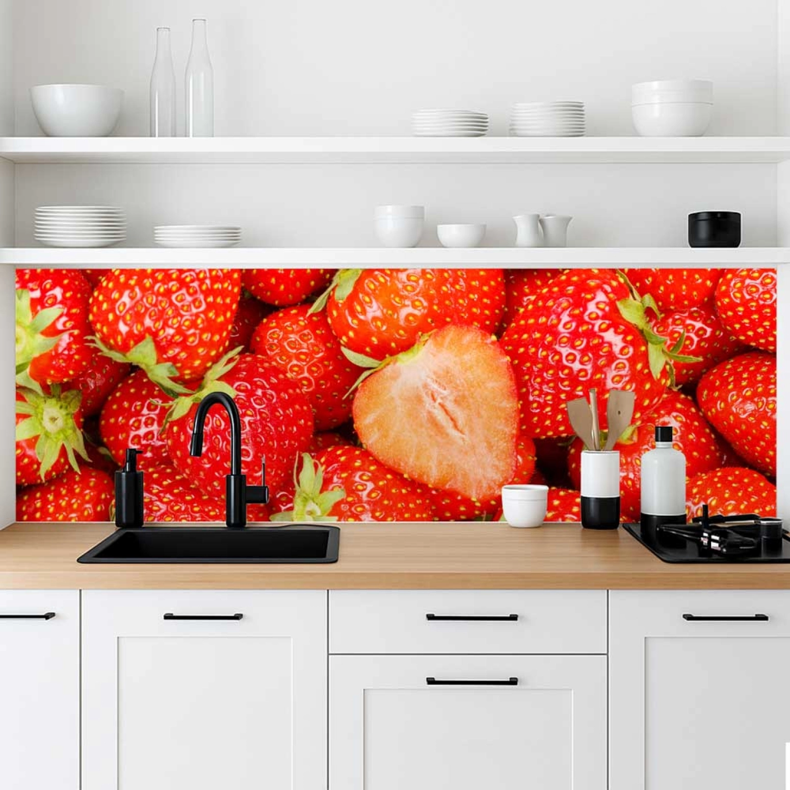 Küchenrückwand Platte Sommerliche Erdbeeren Hauptbild 1
