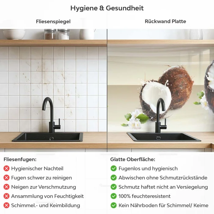 Küchenrückwand Platte Coconuts Produktdetailbild 2: Hygiene und Gesundheit!