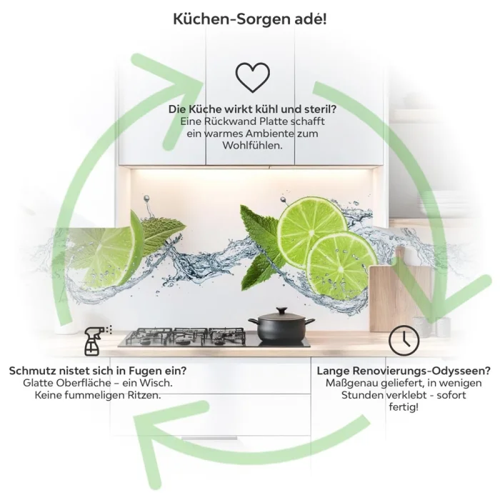 Küchenrückwand Platte Limetten Splash Produktdetailbild 1: Küchen-Sorgen ade!