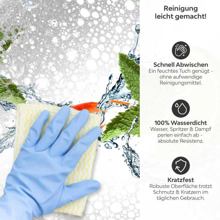 Küchenrückwand Platte Limetten Splash Produktdetailbild 3: Reinigung leicht gemacht!