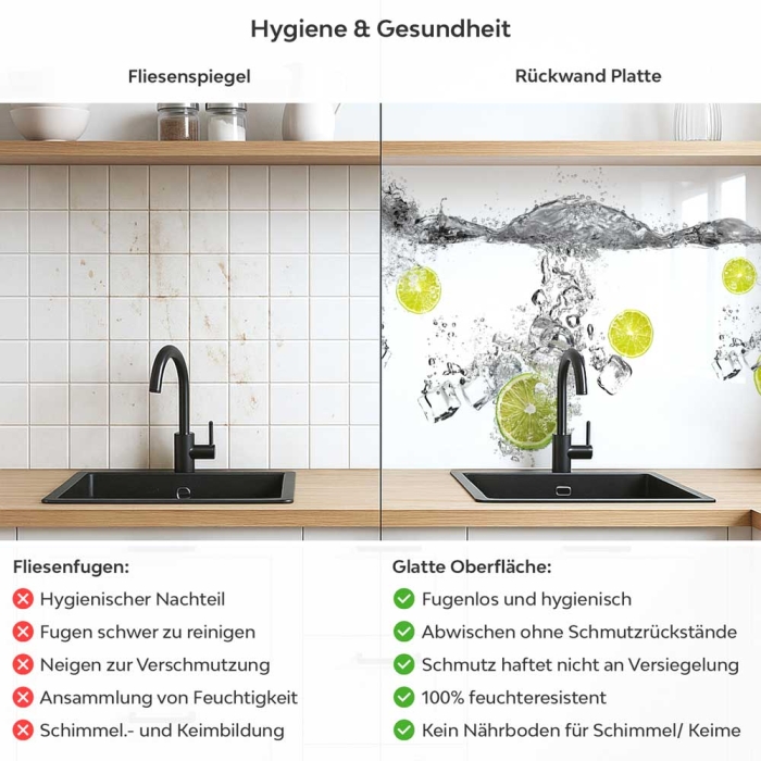 Küchenrückwand Platte Lime Splash Produktdetailbild 2: Hygiene und Gesundheit!