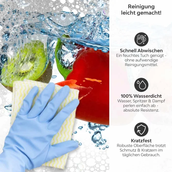 Küchenrückwand Platte Obst Splash Produktdetailbild 3: Reinigung leicht gemacht!