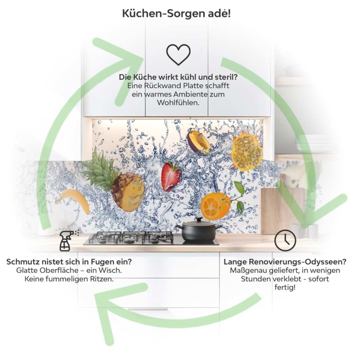 Küchenrückwand Platte Splashy Fruits Produktdetailbild 1: Küchen-Sorgen ade!