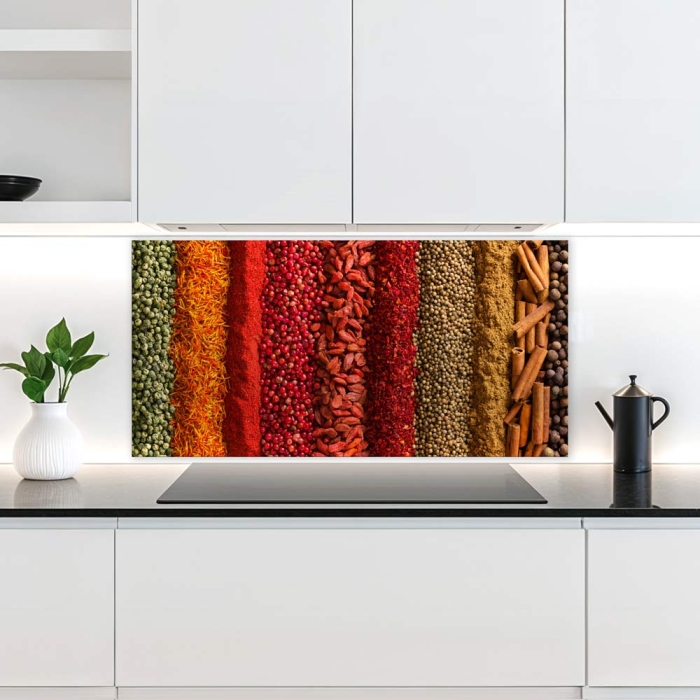 Küchenrückwand Platte | Aromatische Gewürzstreifen