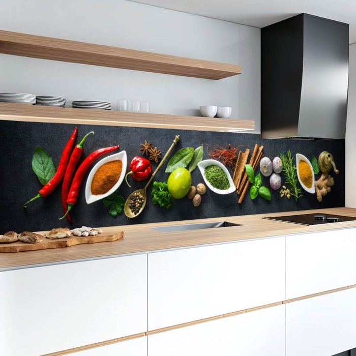 Küchenrückwand Platte Chili & Gewürze auf Tafel Artikelbild 2