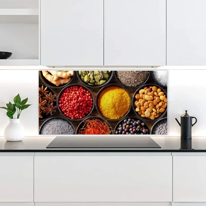 Küchenrückwand Platte Gewürz‑Bowls mit Nüssen & Samen Artikelbild 2