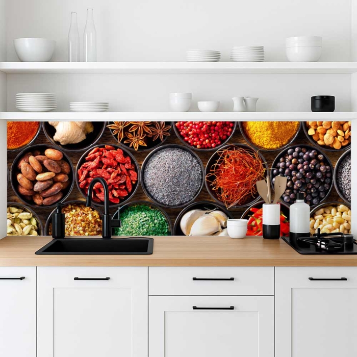 Küchenrückwand Platte | Schälchen voller Würze