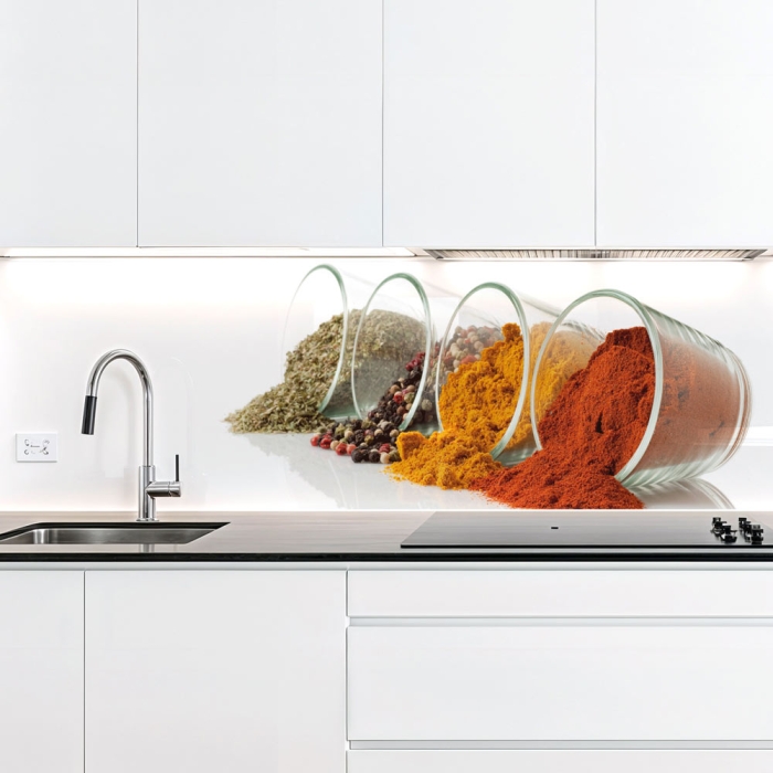 Küchenrückwand Platte | Gewürzvielfalt im Glas