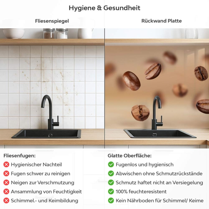 Küchenrückwand Platte Mokka Bohnen Motion Produktdetailbild 2: Hygiene und Gesundheit!