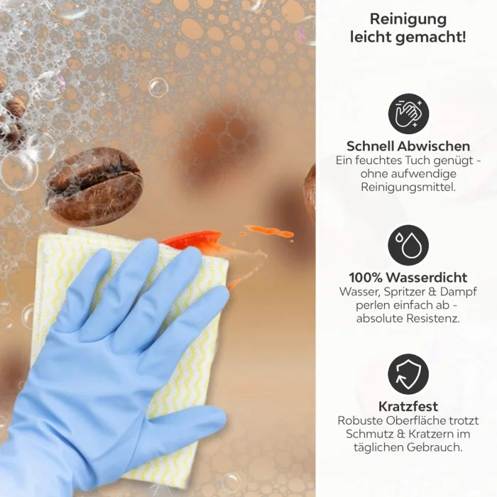 Küchenrückwand Platte Mokka Bohnen Motion Produktdetailbild 3: Reinigung leicht gemacht!