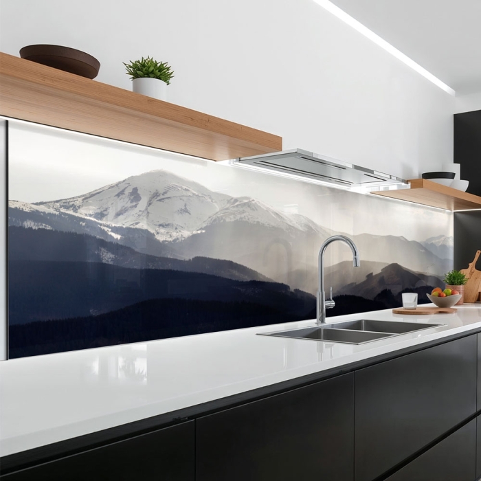 Küchenrückwand Platte Dezente Berglandschaft Hauptbild 1