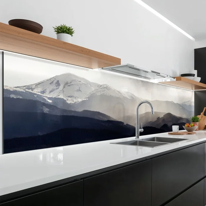 Küchenrückwand Platte Dezente Berglandschaft Hauptbild 1