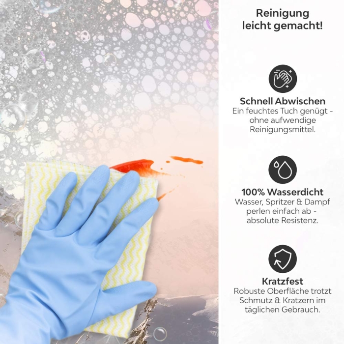 Küchenrückwand Platte Verschneite Bergspitze Produktdetailbild 3: Reinigung leicht gemacht!