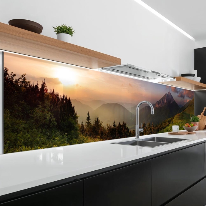 Küchenrückwand Platte Landschaft im Sonnenuntergang Hauptbild 1