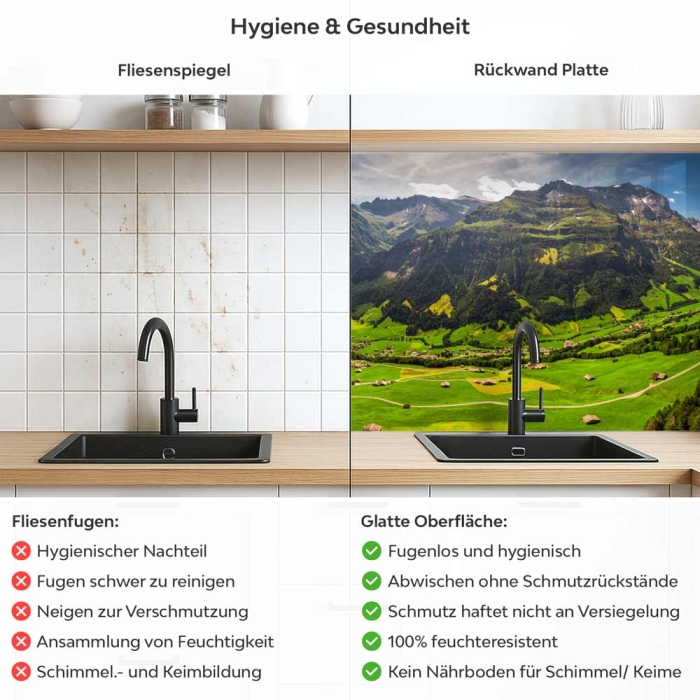 Küchenrückwand Platte Wanderwege im Grünen Tal Produktdetailbild 2: Hygiene und Gesundheit!