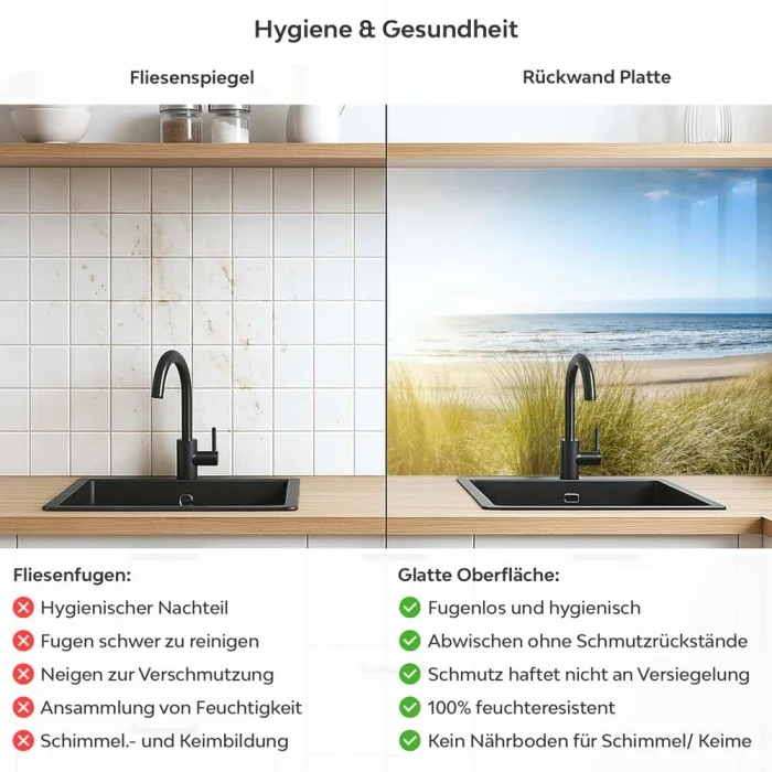 Küchenrückwand Platte Grüne Weide & Bergpanorama Produktdetailbild 2: Hygiene und Gesundheit!