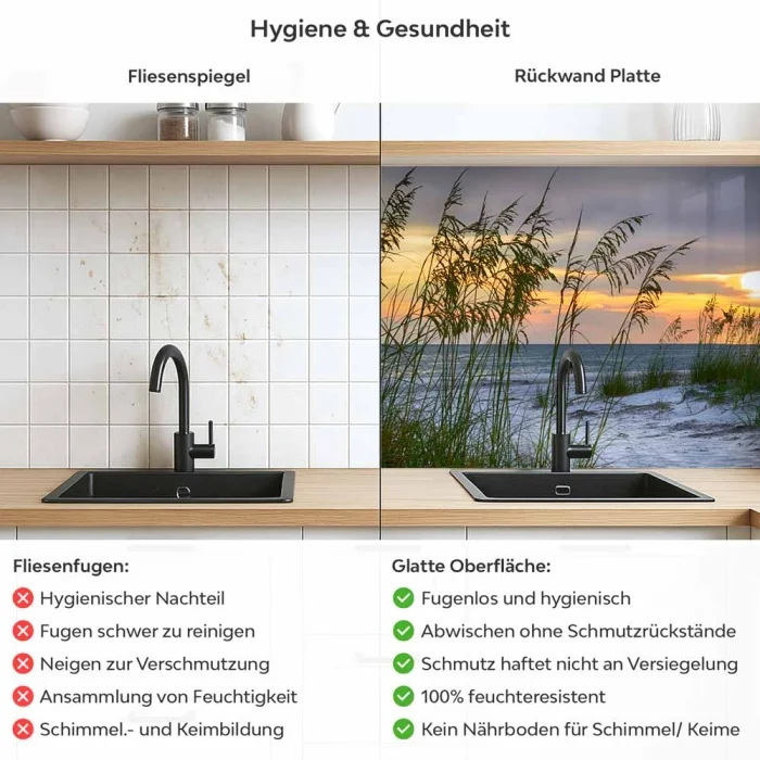 Küchenrückwand Platte Dünenlandschaft & Strand Flora Produktdetailbild 2: Hygiene und Gesundheit!
