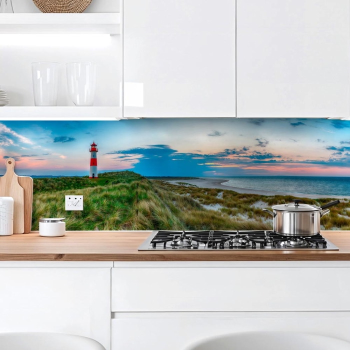 Küchenrückwand Platte Dünen, Leuchtturm & Meer Artikelbild 1